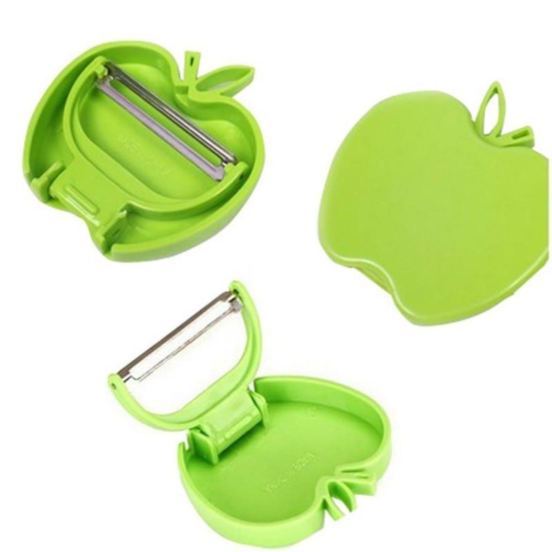 2pcs Apple Shape Stainless Steel Fruit Peeler Mini Foldable Vegetable Peeler Portable Kitchen Tool