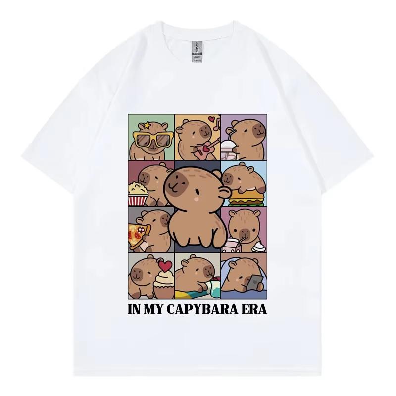 Футболка В Мою Эру Капибары Одежда Мода Футболки с коротким рукавом Летняя Повседневная Свободная Хлопковая Футболка Уличная Одежда