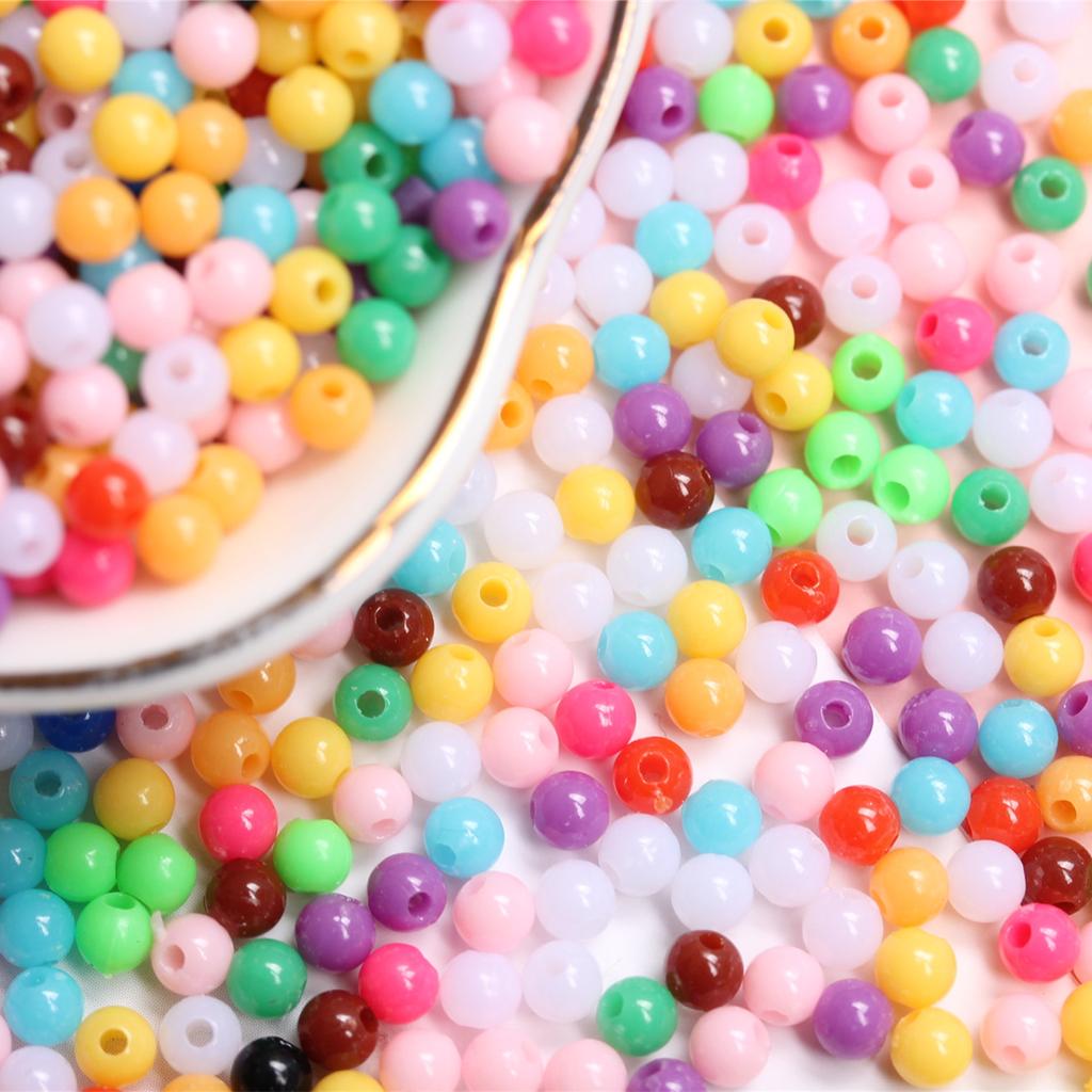 Home Party Supplies Solid Color Accessories Handmade Round Loose Beads DIY For Creative Jewelry Making 1500Pcs 4mm