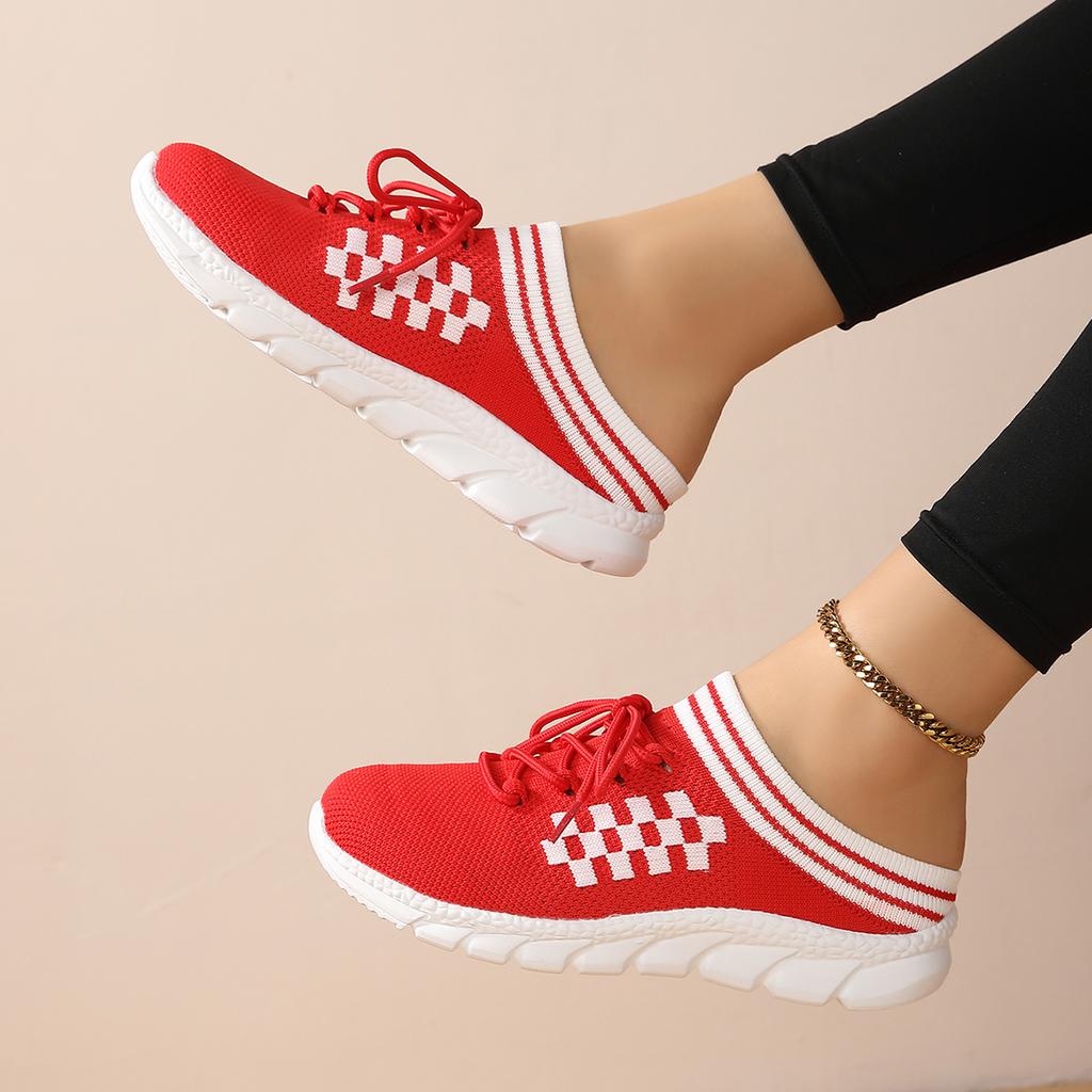 TUINANLE Women's Shoes Geometric Patterns Mesh Platform Sandals Couples Half Slippers Casual Non-Slip Platform Shoes