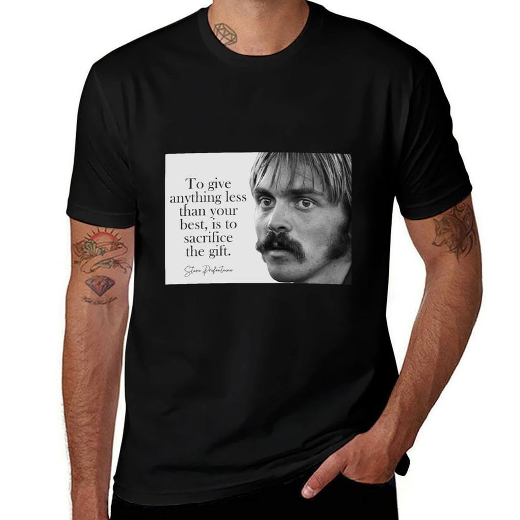 Steve Prefontaine Quote TShirt Christmas Casual Short Sleeve Top