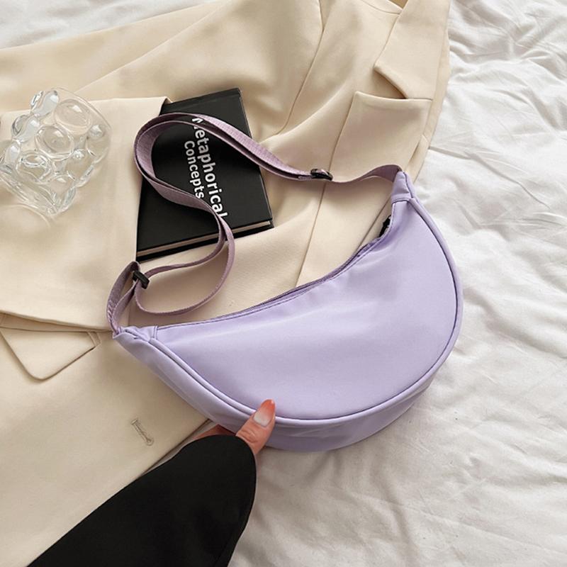 Yogodlns Casual Nylon Shoulder Dumpling Bag Light Crossbody Bag Large Capacity Waist Bag Fashion Half-moon Hobo Bag Clutch
