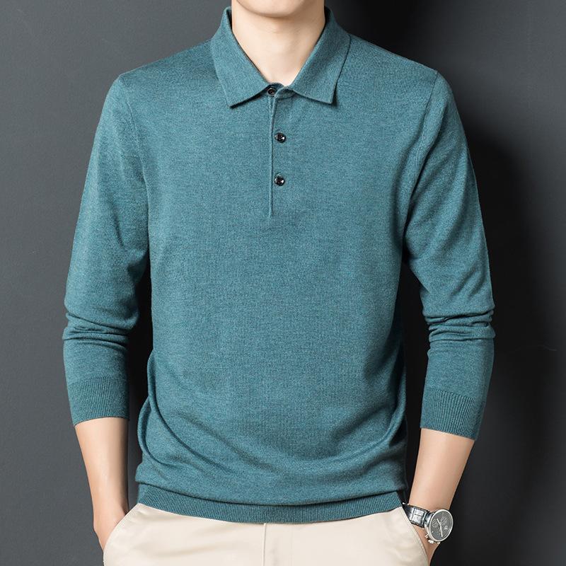 Весенний новый мужской свитер с длинными рукавами, повседневный мужской однотонный свитер с лацканами в корейском стиле для мужчин