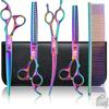Professional Dog Grooming Scissors Set 7 Inch Stainless Steel Curved Straight Tooth Fishbone Kit Pet Hair Trimming