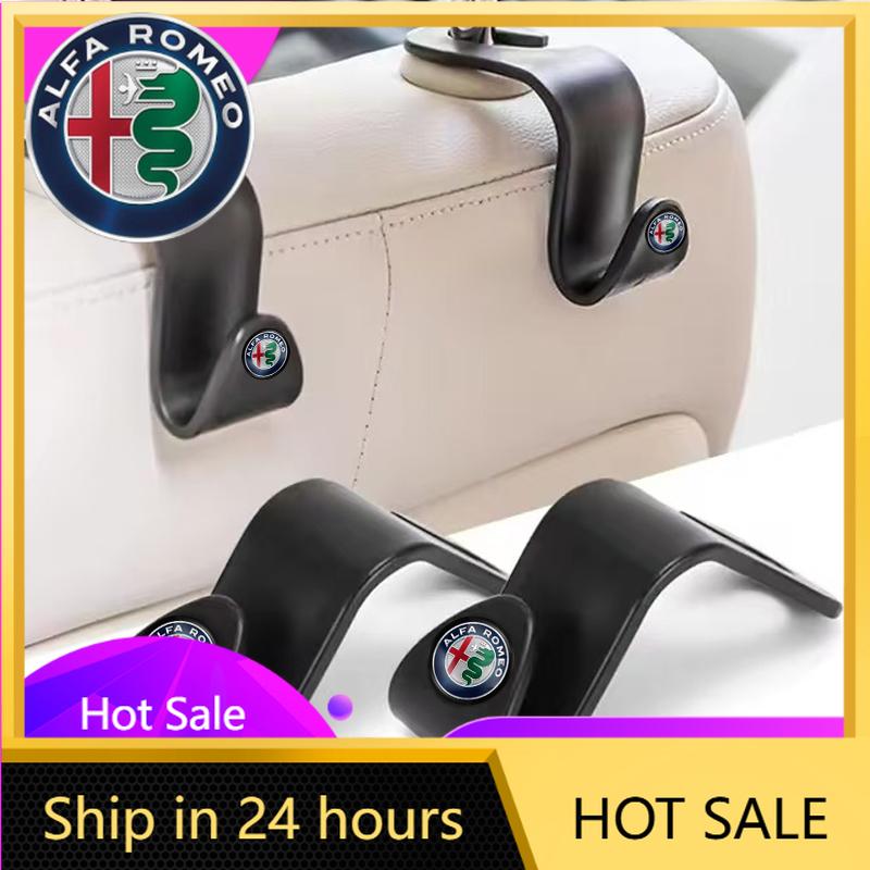 Car Stickers For Alfa Romeo 2Pcs Car Seat Back Hooks Auto Accessories For Alfa Romeo Spider Giulia Giulietta 156 Tonale Mito Ste
