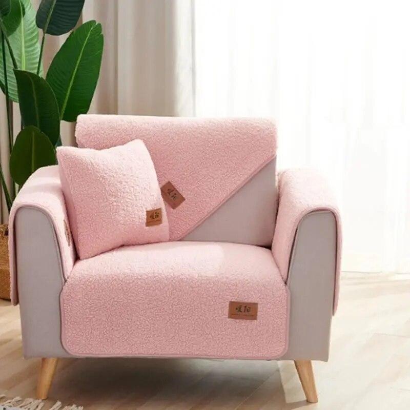 Современный мягкий гладкий чехол для дивана из овечьей шерсти, утолщенный плюшевый чехол, зимний напольный коврик, противоскользящие полотенца для дивана