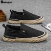 Canvas Loafers for Men Green Ice Silk Casual Shoes High Quality Walking Footwear Breathable Linen Surface Flats Sneakers Male