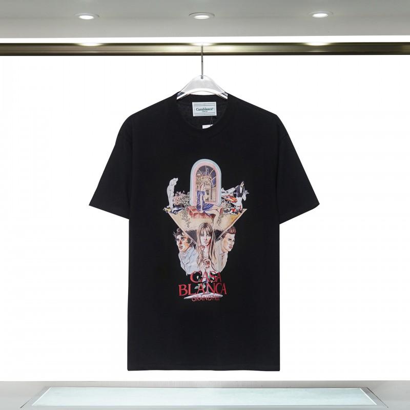Casablanca Short Sleeve T Shirt Men Women Hip Hop Style Casual Top Cotton Blend