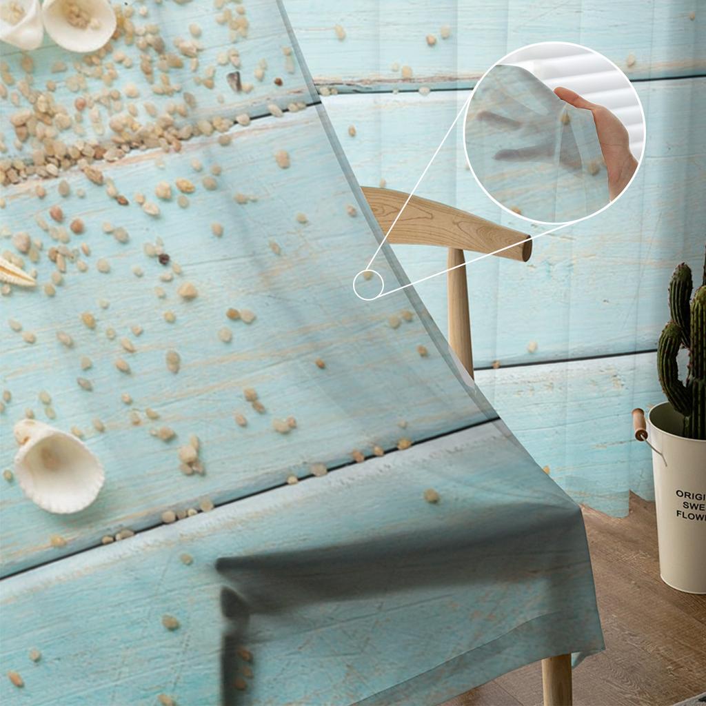 Wooden Board Shells Starfish Curtain Window Tulle For Living Room Bedroom The Kitchen Window Treatment Decorations Curtains