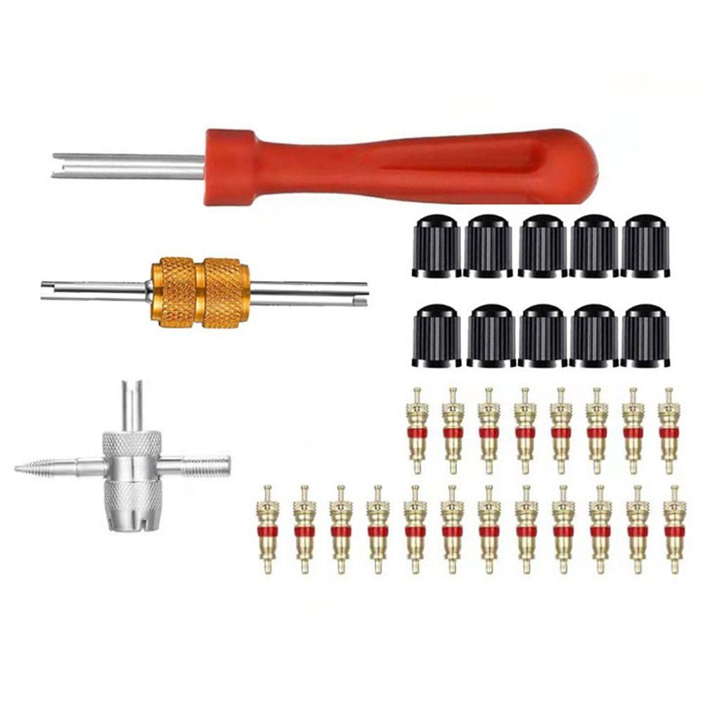 33Pcs Rust-proof Tire Valve Stem Installer Tool Set Multi Function Valve Removal Puller Tool Cars