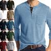 Мужская рубашка Henley с длинным рукавом, повседневный мешковатый пуловер на пуговицах, однотонные футболки, топы