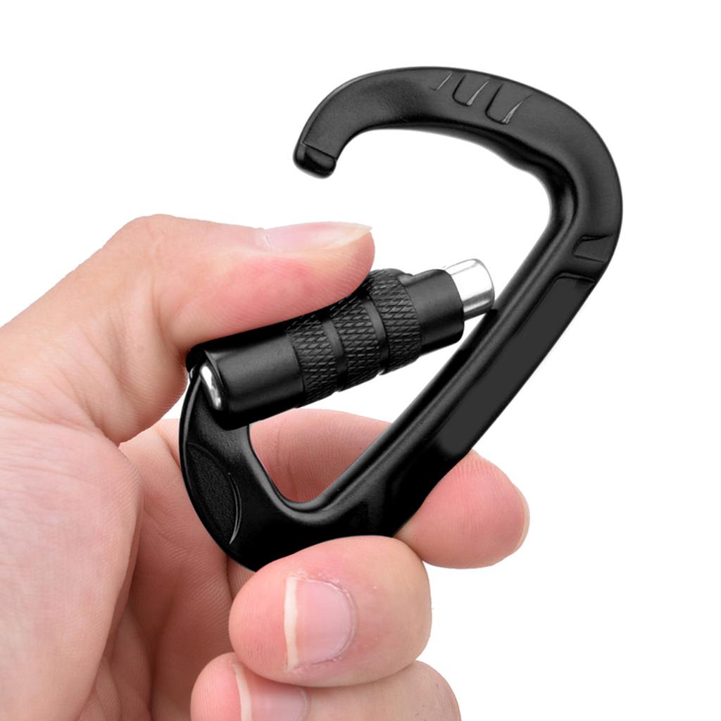 1 шт. 7075 Авиационный алюминий 12 кН D-образный карабин-клипса Аксессуар для безопасности на открытом воздухечерный