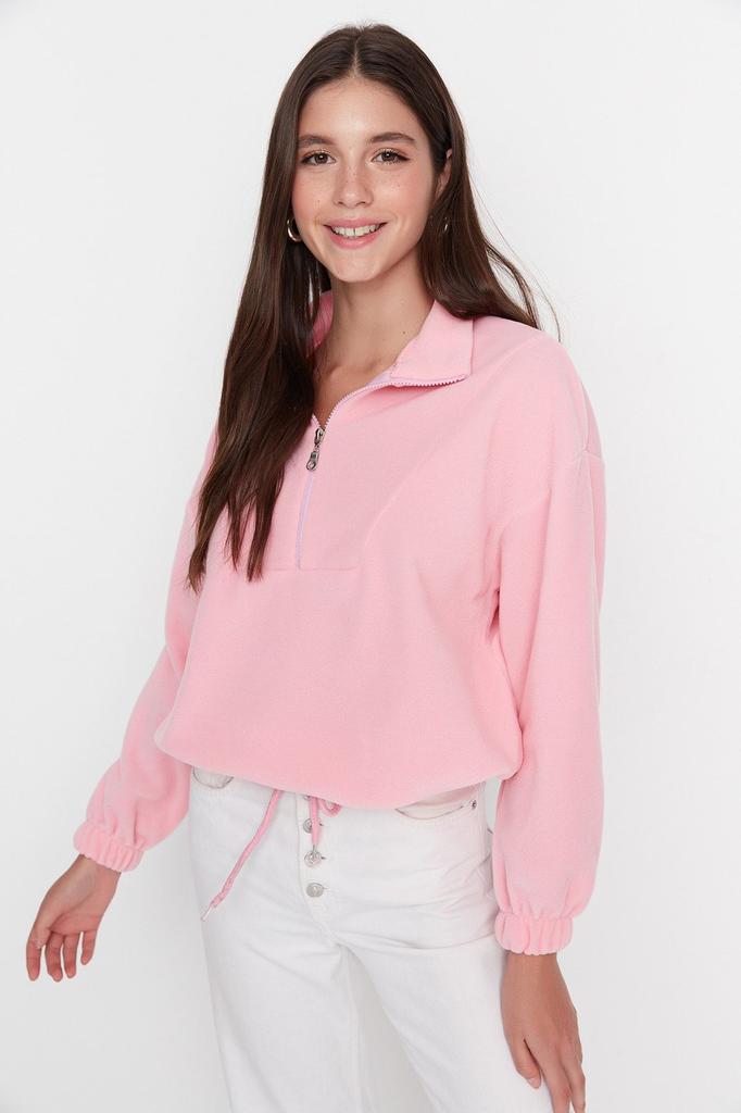 Женская модная стильная толстовка Изумрудно-зеленая флисовая вязаная толстовка с застежкой-молнией