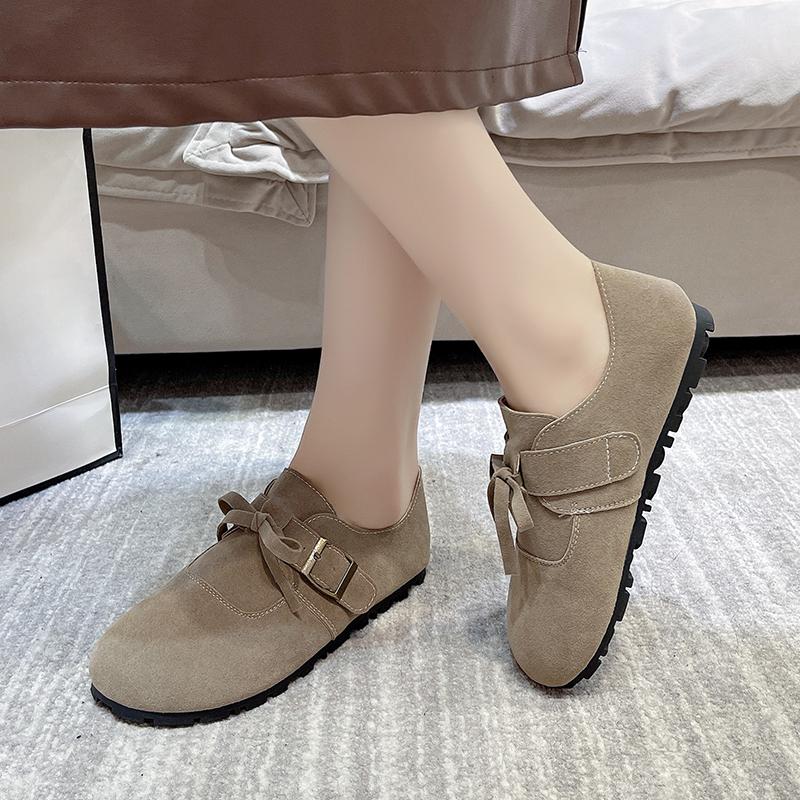 Мода Размер 35-40 Осень Новые женские замшевые туфли на плоской подошве Мягкая подошва Слипоны Женская повседневная обувь для ходьбы Универсальная дышащая женская обувь