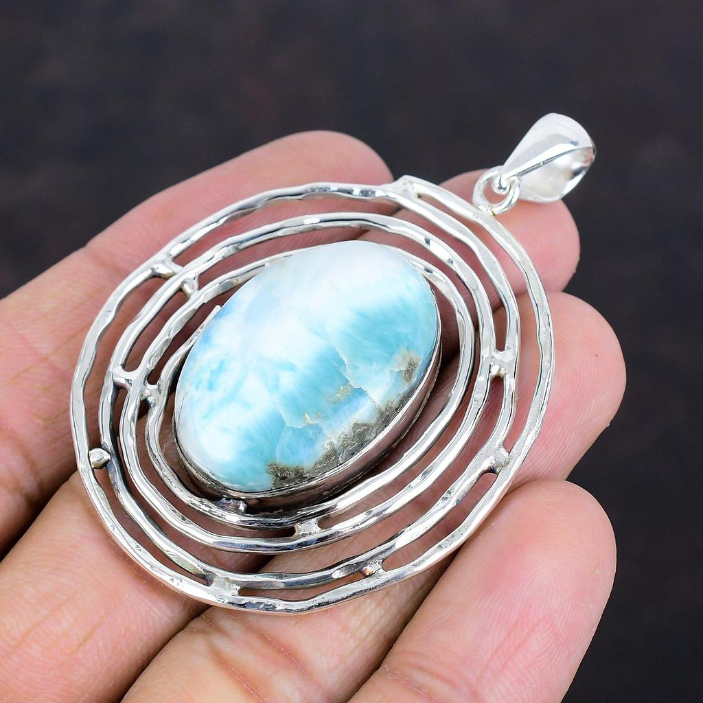 Подвеска с ларимаром, подвеска ручной работы, ювелирные изделия из драгоценных камней, серебряная подвеска 925 пробы, ювелирные изделия из натурального ларимара, уникальный стиль, подвеска, подарки для матери