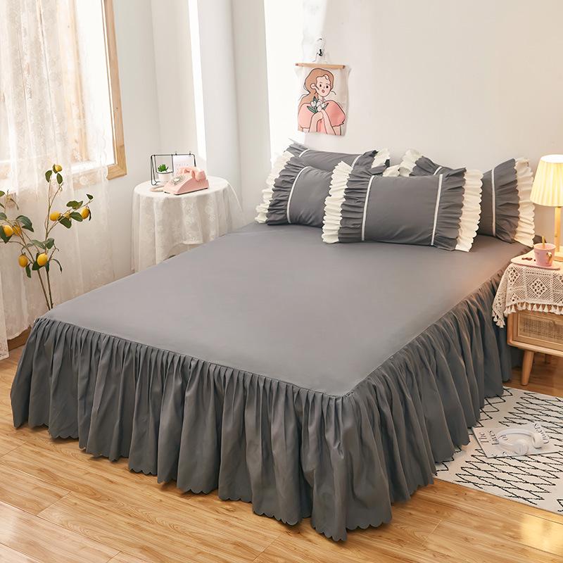Ruffled Bed Skirt: Non-Slip One-Piece Dust Cover for Girls, Sizes 1.5 & 1.8