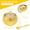 1/2Pcs Stainless Steel Brown Sugar Bowl with Glass Lid and Spoon Anti Rust Coffee Bean Bowl Smooth Surface Sugar Cubes Dispenser