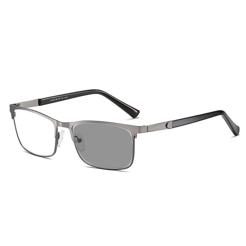 Деловые фотохромные очки для близорукости Высококачественная металлическая квадратная оправа Очки, блокирующие синий свет, для мужчин и женщин Диоптрии