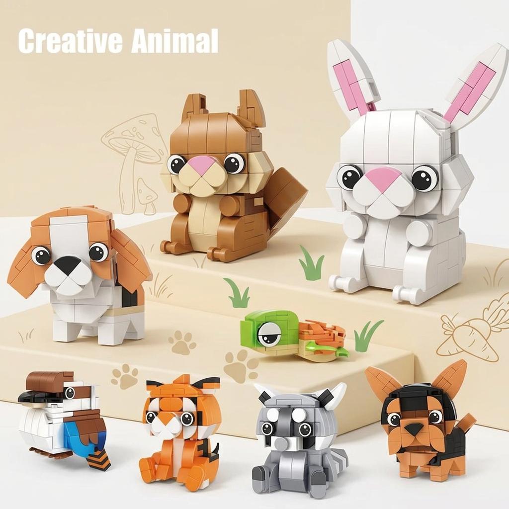 Cute Animal Assembly Building Blocks Set Small Particle Bricks Collection Fun Decoration Educational Holiday Gifts For Adults