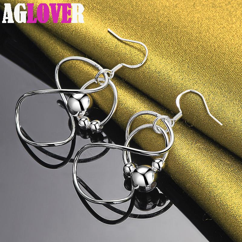 Ювелирные изделия из серебра 925 пробы с гладкими геометрическими бусинами и серьгами