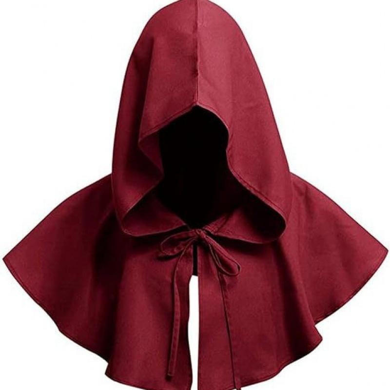 Halloween Grim Reaper Cape, Medieval Adult Demon Short Hooded Cloak Costume, Unisex Wizard Ghost Outfit