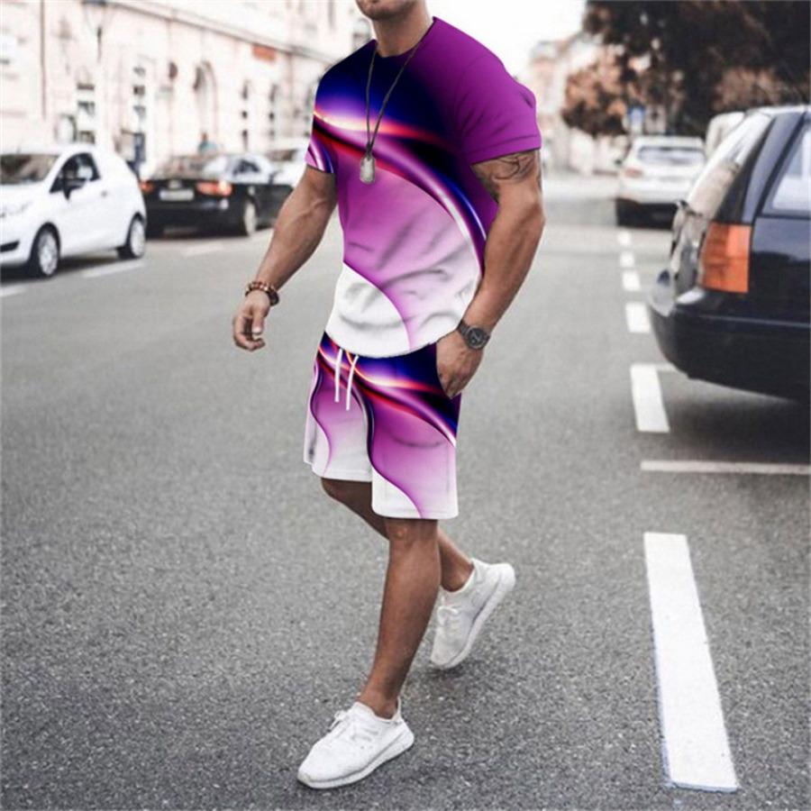 Mens Fashion Tracksuit Set Shorts Summer Men 2 Piece Outfit Suit Casual Short Sleeve Men Clothing Oversized Tshirt Jogging Set