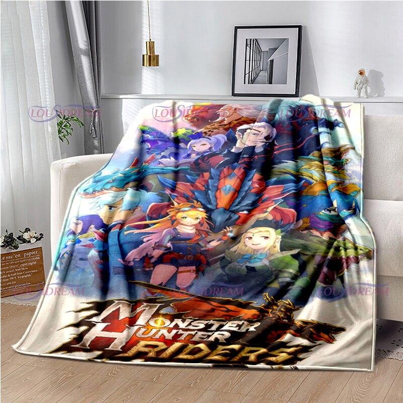 Monster Hunter Stories Soft Flannel Blanket Cartoon Blanket for All Seasons Warm Cozy Fluffy Blanket for Sofa Bed Living Room