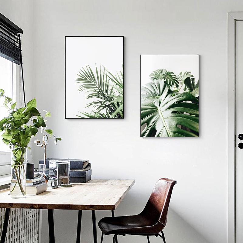Абстрактное зеленое растение, природа, холст, живопись, скандинавское настенное искусство, листья, постеры, принты, цитаты, картинки для гостиной, домашний декор