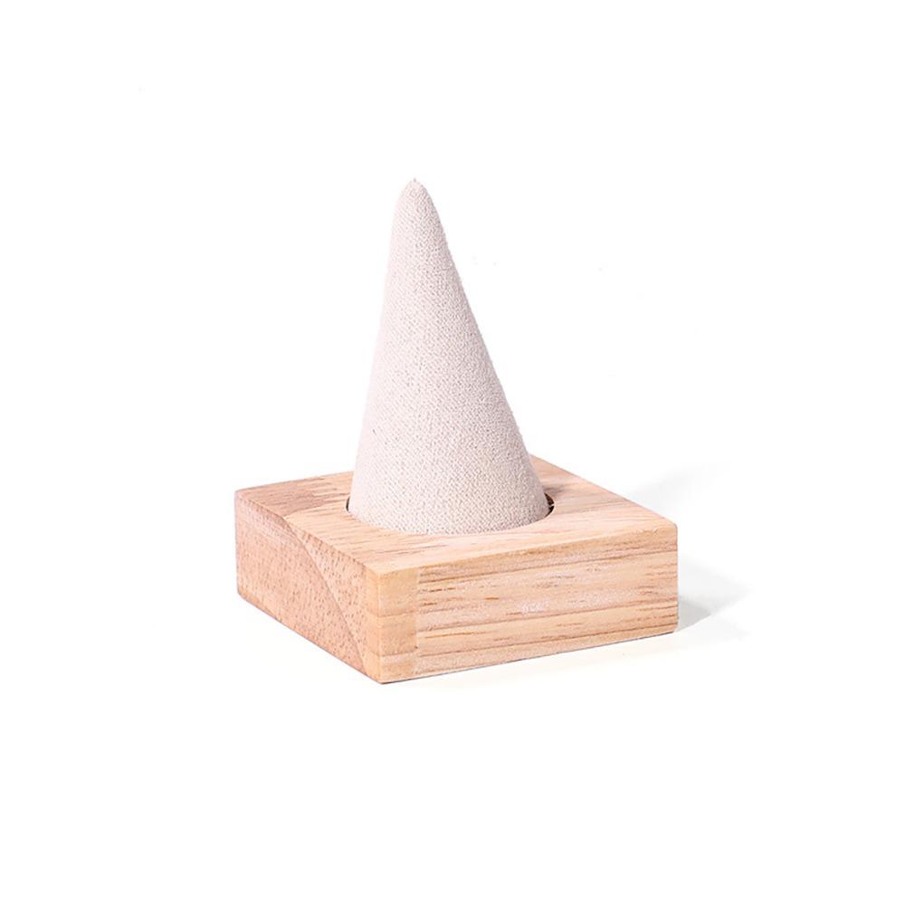 Jewelry Display Cone Shape Rings Holder Storage Rack Wooden Rings Organizer Girls Women