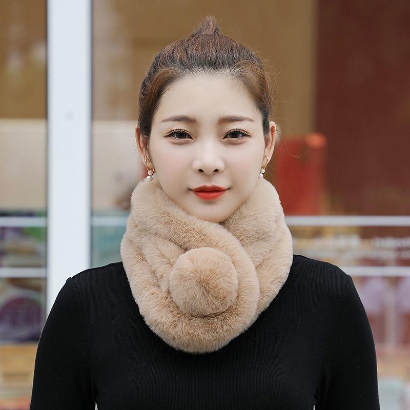 Шарф из кроличьей шерсти женский теплый шерстяной шарф для защиты шеи модный теплый утолщенный корейский зимний