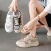 Women's Shoes New Summer Breathable Mesh Surface Thin Hollow Sports Dad Shoes Show Feet Small Height Increasing Fried Street