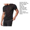 Men Club Top See-through Sequin Mesh Round Neck Short Sleeves Stretchy Thin T-shirt Muscular Men Party Performance T-shirt