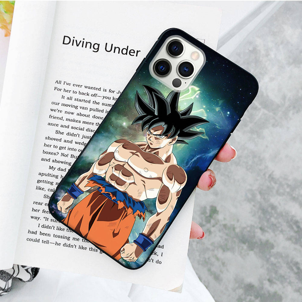 Мягкий черный чехол JW83 Dragon Ball Goku для iPhone 16 15 Plus 14 13 Pro 8 SE XR XS Max P30 Nova 5T Y5P Y6 Y7 Y8P Y9 Realme C30 C33 C31 VIVO Y36 V27