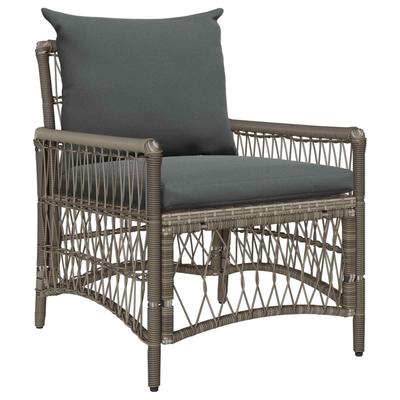 Garden Chair with Cushion Gray 73 X 61 X 77 Cm Poly Rattan