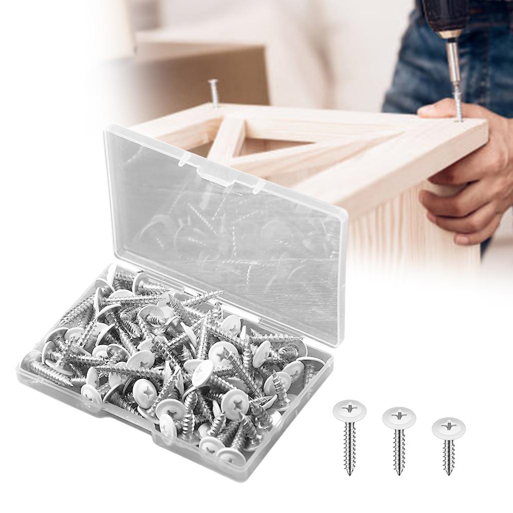 120Pieces Multipurpose White Trusses Head Screws Tapping for Quick Easy Installation Designs On Wall and Cabinet