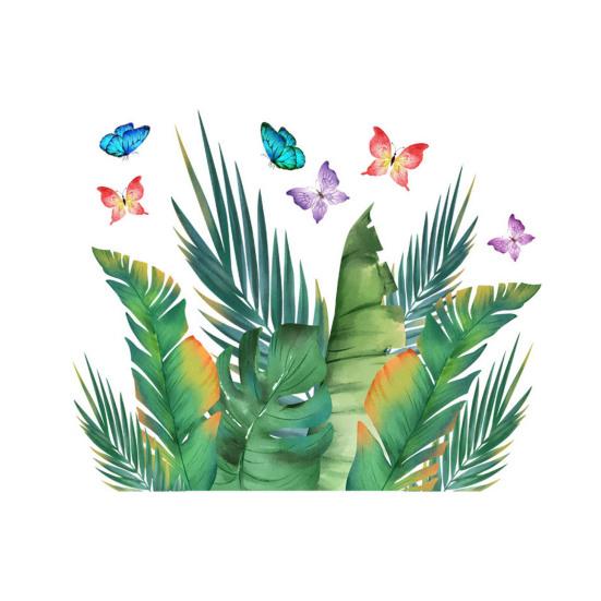 Наклейка на унитаз с зелеными растениями и бабочками, съемная самоклеящаяся водостойкая ПВХ гостиная, настенная наклейка для ванной комнаты, украшение для крышки унитаза