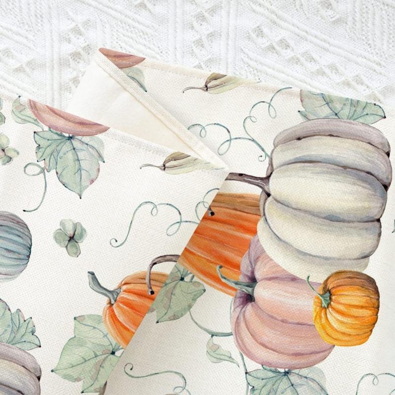 Festive Table Runner Fall Thanksgiving Pumpkin Leavest Table Runners Table Cloth for Holiday Decoration