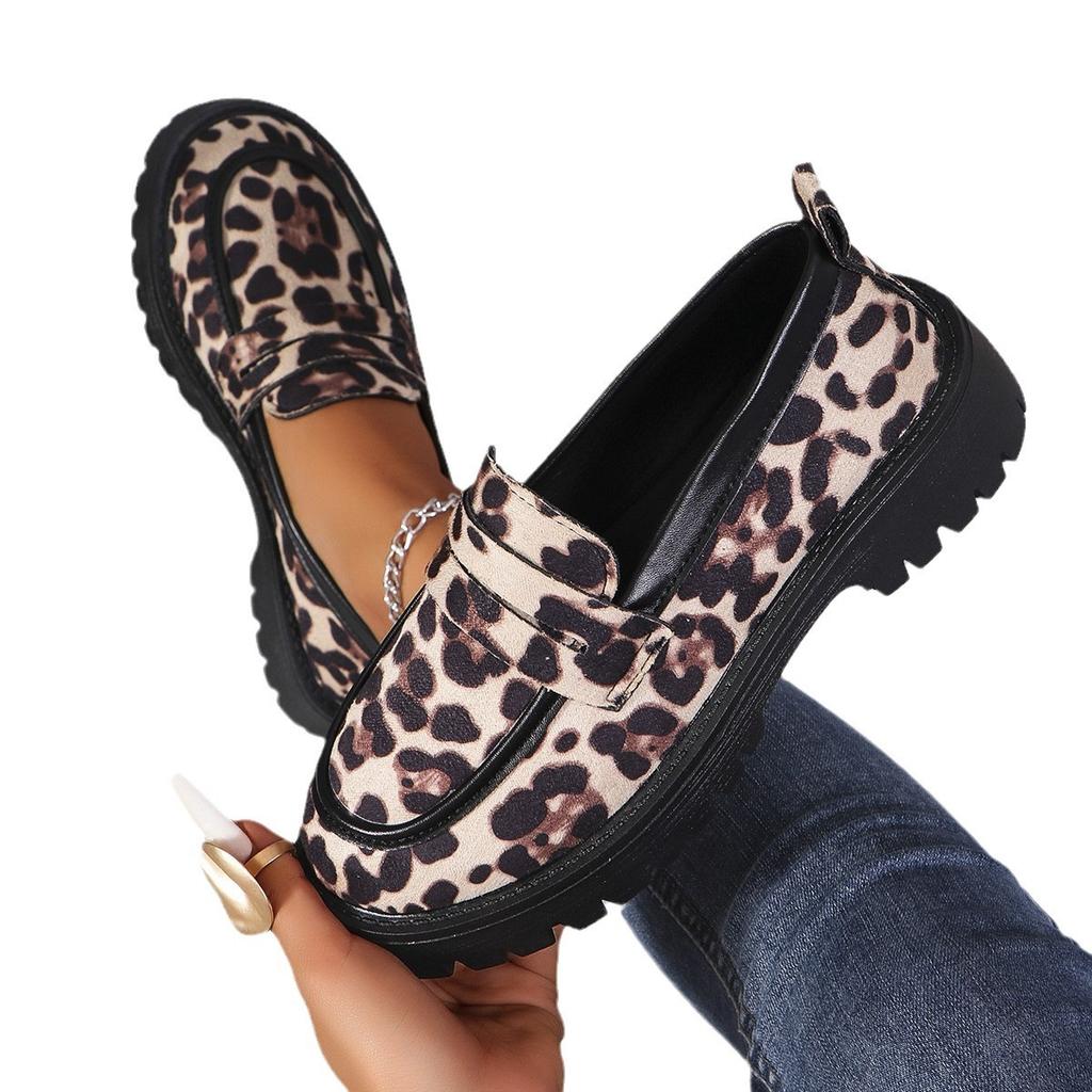 Fashion New College Students' Role Playing Women's Shoes/Girls' Fashion Black Leopard Pattern/Coffee Uniform Thick Soled Shoes 2024