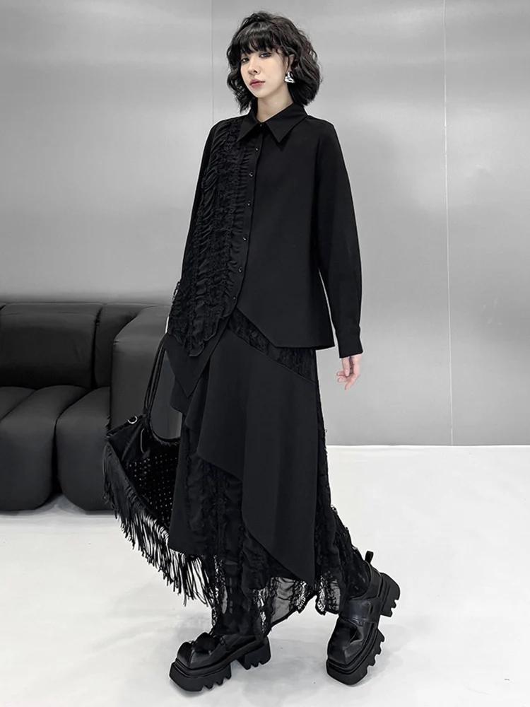 Xitao Плиссированный кружевной пэчворк нерегулярный комплект GMM1345