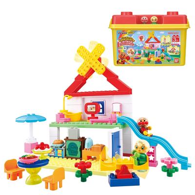 Blocklabo Block Lab Построй Хлебопекарню и Большое Ведерко Кубиков Анпанман [BANDAI] Дом!