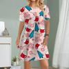 Женское повседневное платье Летние платья с принтом из стекла для женщин Платье с круглым вырезом и коротким рукавом Плюс Размер