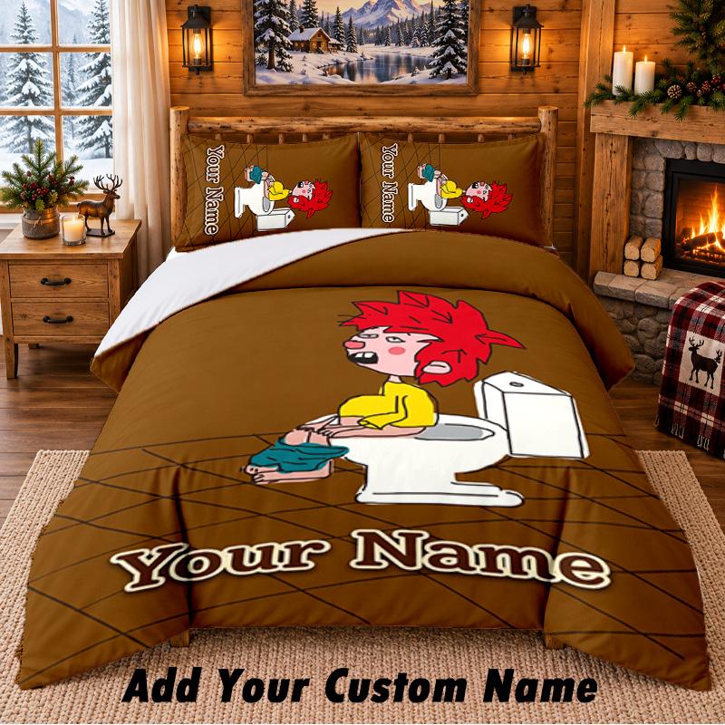 Pumuckl Custom Name 3Pcs Bedding Set 1 Bed Sheet 2 Pillowcases Bedroom Home Decor