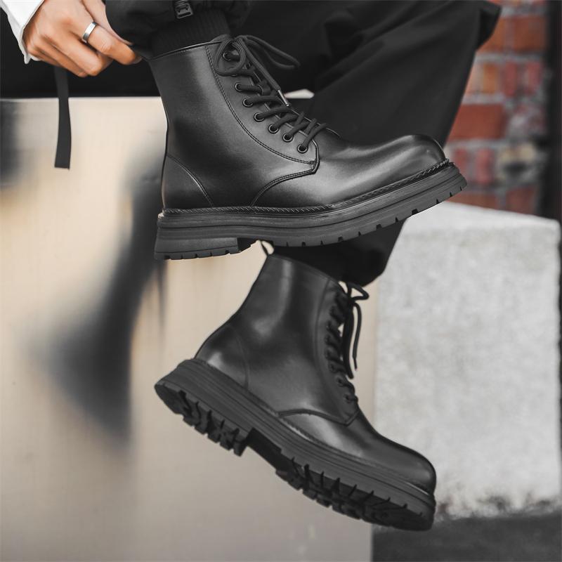 Мужские туфли на шнуровке, кожаные модные высокие туфли, мужские мотоциклетные ботинки ручной работы, роскошные брендовые мужские зимние плюшевые ботинки для снега