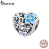 BAMOER Hollow Flower Butterfly Charm Colored Heart Bead 925 Sterling Silver for Original Bracelet Bangle Women Jewelry