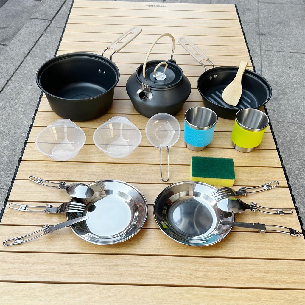 Portable Cookware Set For 2-3 People Camping Hiking Lightweight Aluminum Alloy Pot