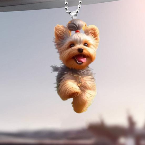 Подвесное украшение, креативный 2D акриловый плоский мультяшный кулон в виде собаки с ремешком, легко подвешиваемый брелок, автомобильный аксессуар