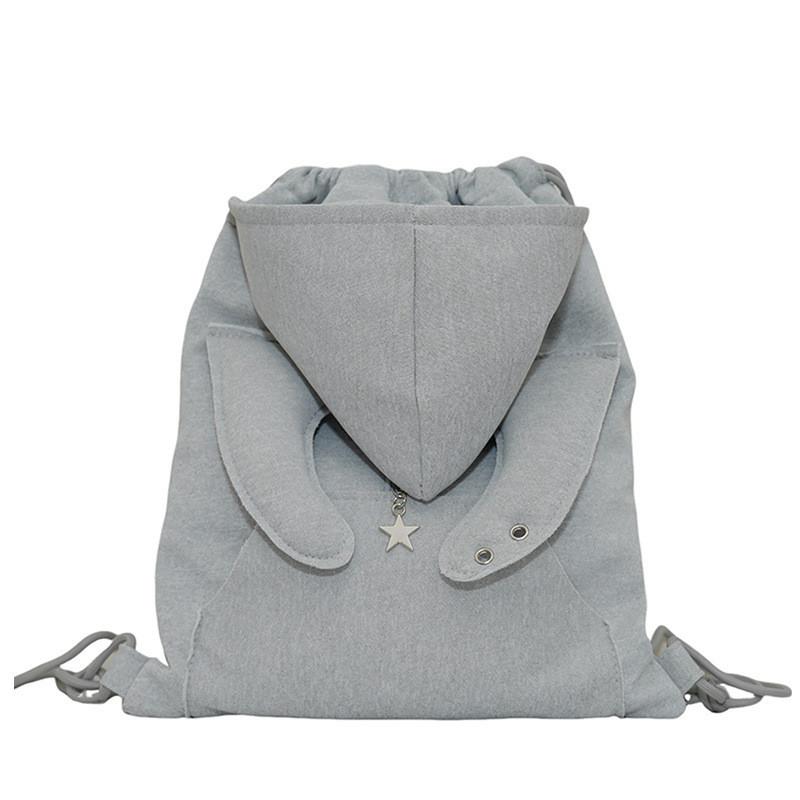 Girls Canvas Backpack With Drawstring Hood And Angel Wing Pattern For Daily Use And Travel