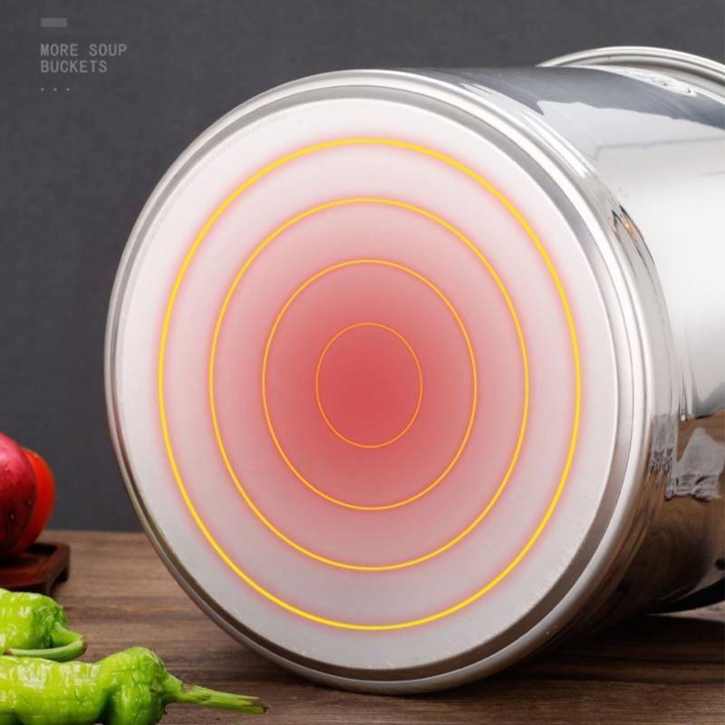 Ведро для супа из нержавеющей стали Универсальная кастрюля для супа большой вместимости Кастрюля для бульона с крышкой для дома, ресторана