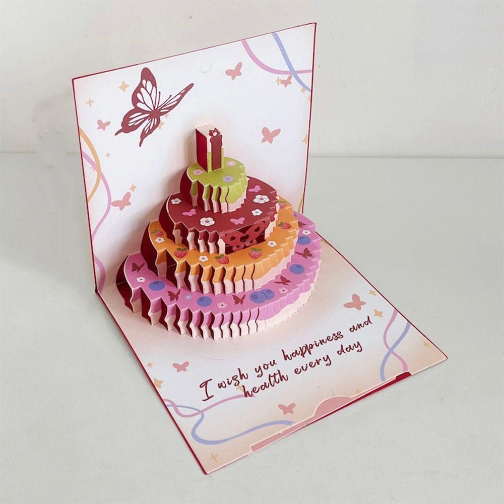 Handmade 3D Birthday Card with Envelope Birthday Cake Card Gift Card  Anniversary Celebration