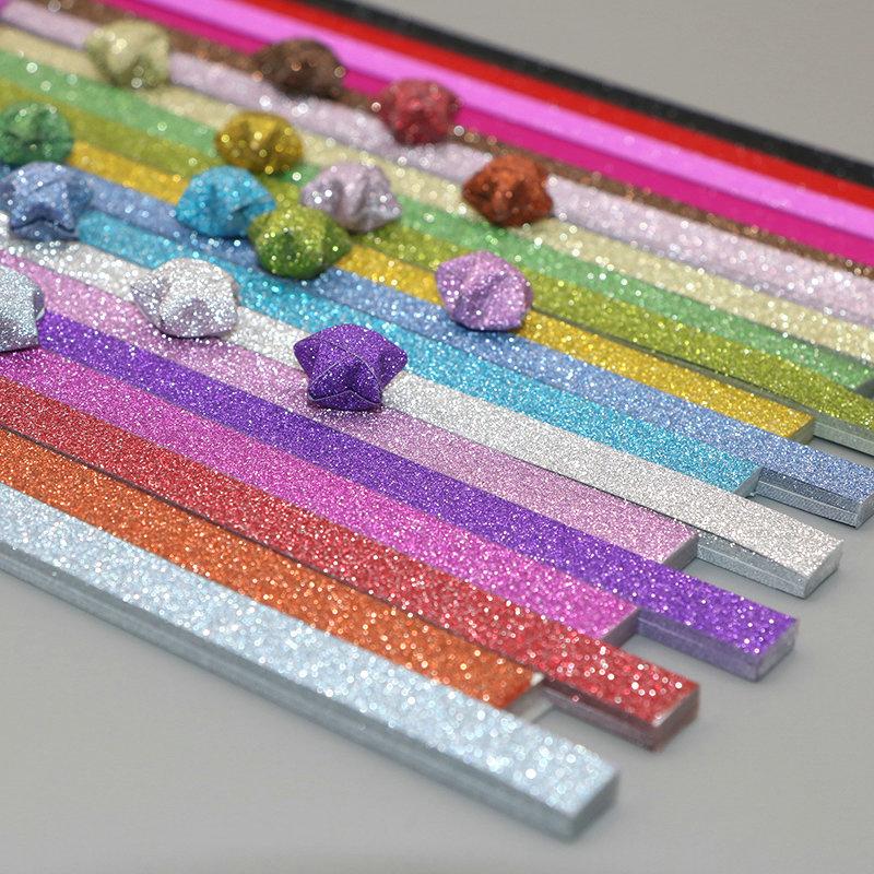 Glitter Origami Wishing Stars: Handmade Five-Pointed Colored Paper for Star Folding with Optional Colors